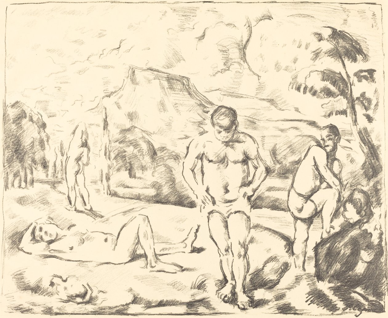 Die Badenden, große Platte, 1896-1897 von Paul Cézanne