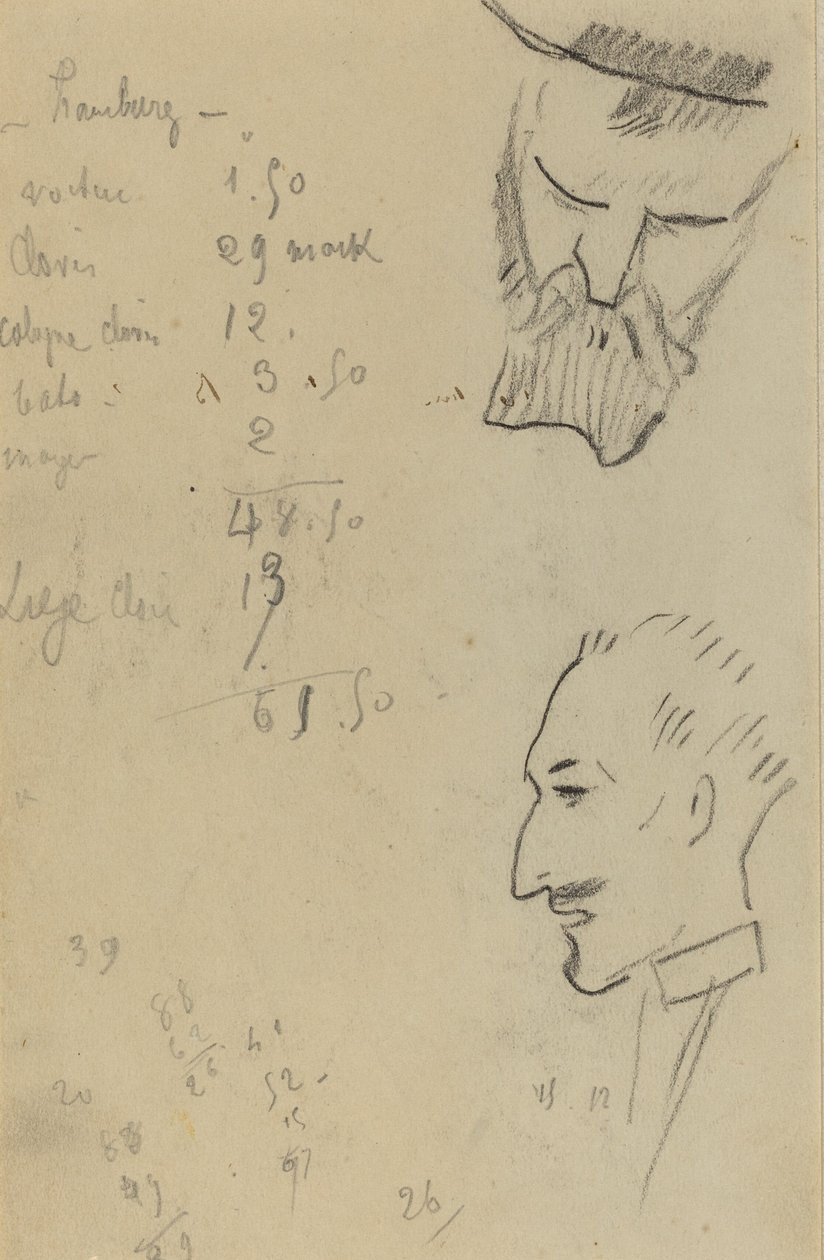 Ein bärtiger Mann und ein Mann im Profil [verso] von Paul Gauguin