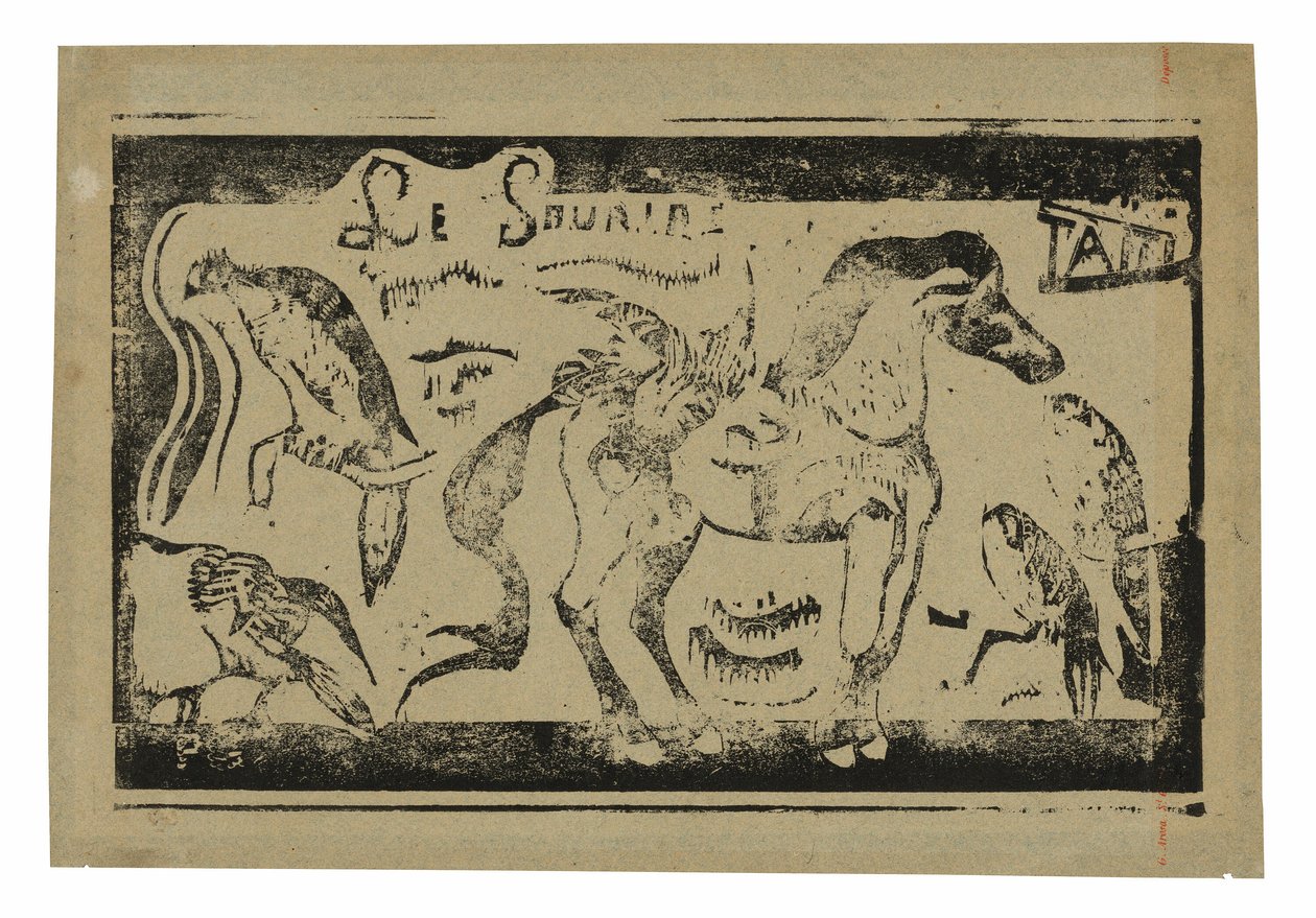 Ein Pferd und Vögel, Kopfstück für Le sourire von Paul Gauguin