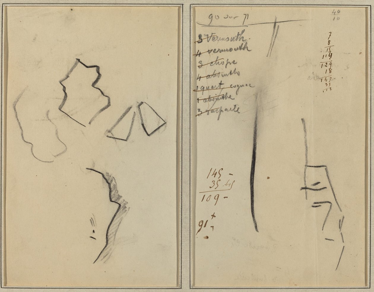 Ein Profil und vier Formen; Skizze eines Männerkopfes [recto] von Paul Gauguin