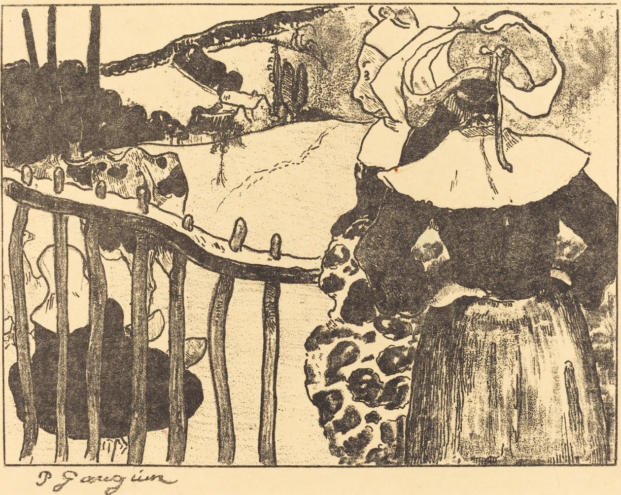 Bretonische Frauen am Zaun (Bretonnes à la barrière) von Paul Gauguin