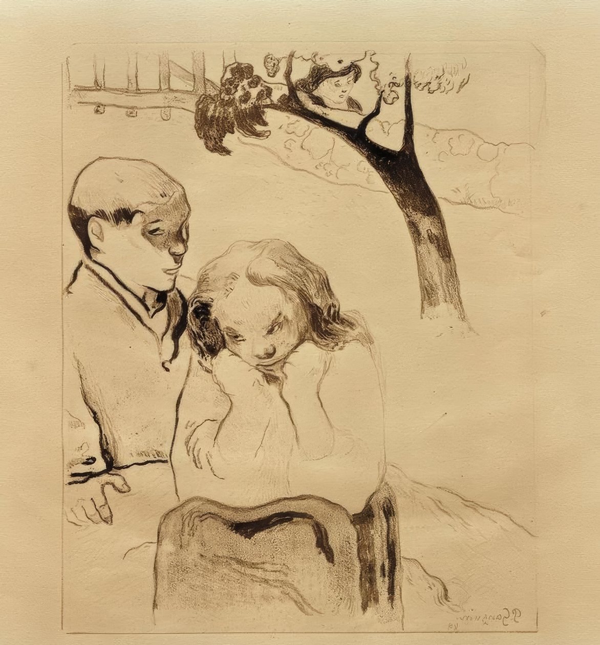 Bretoninnen an der Barriere von Paul Gauguin