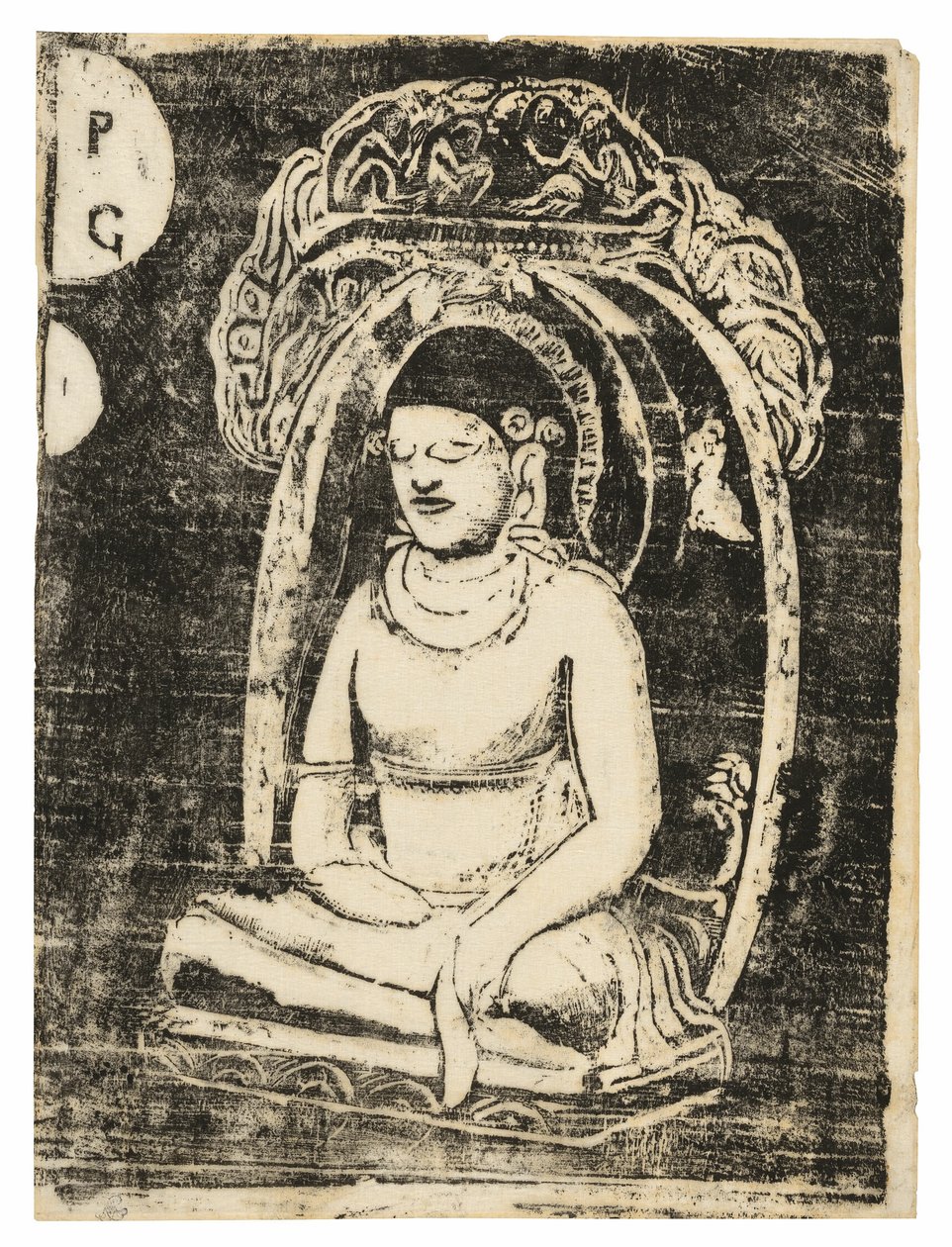 Buddha, aus der Suite der späten Holzschnittdrucke von Paul Gauguin