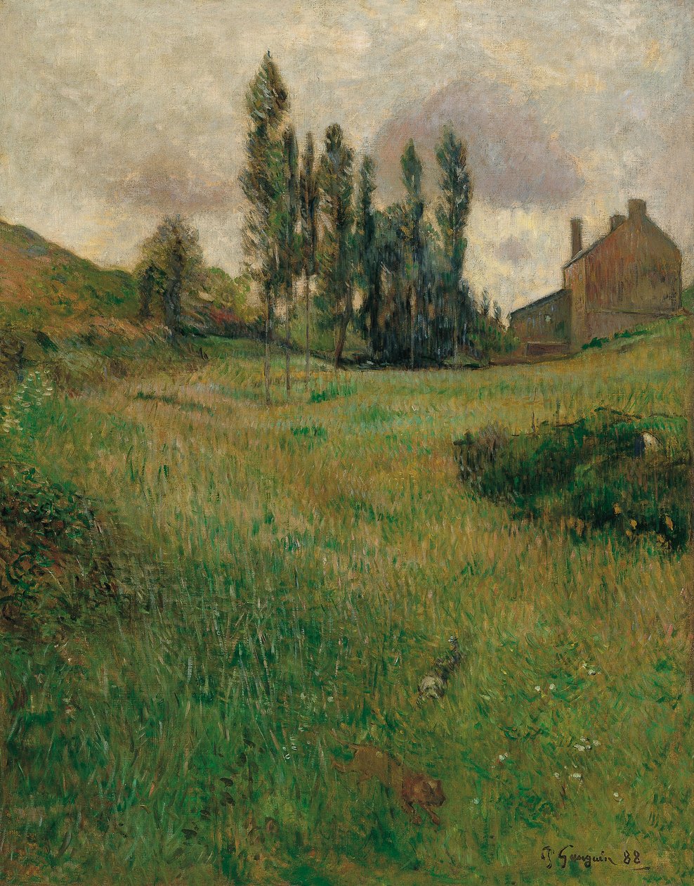 Hunde laufen auf einer Wiese von Paul Gauguin