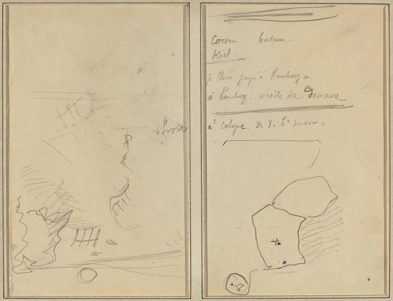 Kopf eines Affen; Inventar von Flaschen und Getränken [Rückseite] von Paul Gauguin
