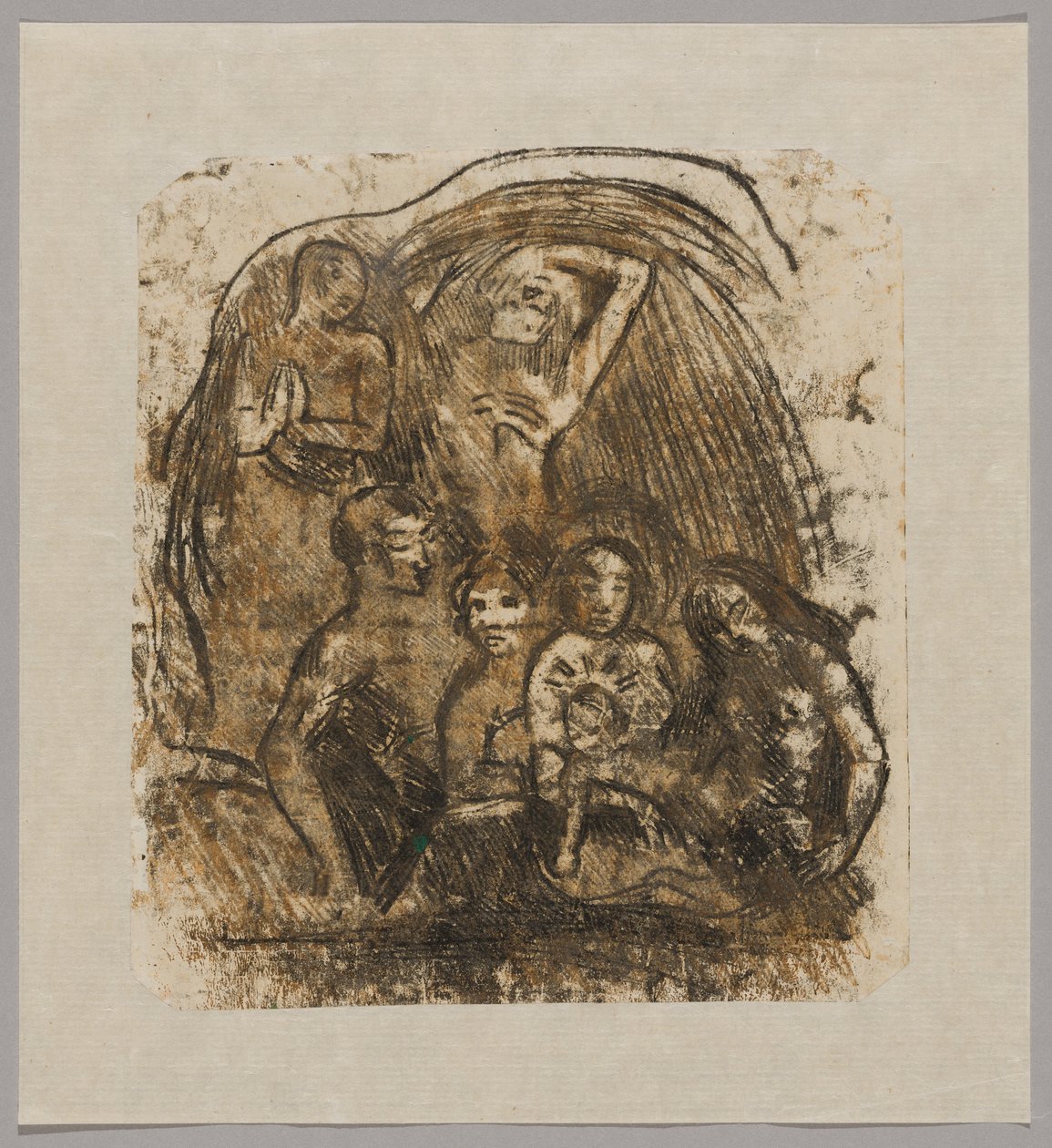 Geburt Christi (Mutter und Kind umgeben von fünf Figuren) von Paul Gauguin