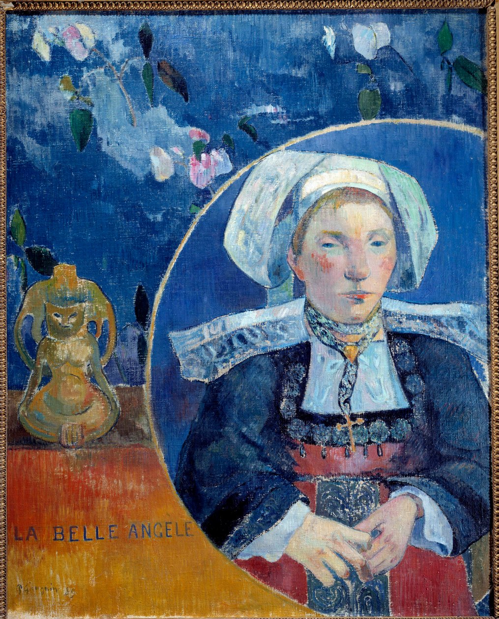 Porträt der schönen Angele, eine Bretonin in traditioneller Tracht - Porträt von Madame de Satre (1868-1932), Hotelierin in Pont-Aven. Gemälde von Paul Gauguin (1848-1903) 1889. Paris, Musée d