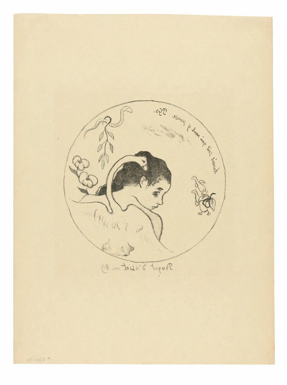 Entwurf für einen Teller (Leda), Frontispiz aus der Volpini-Suite von Paul Gauguin