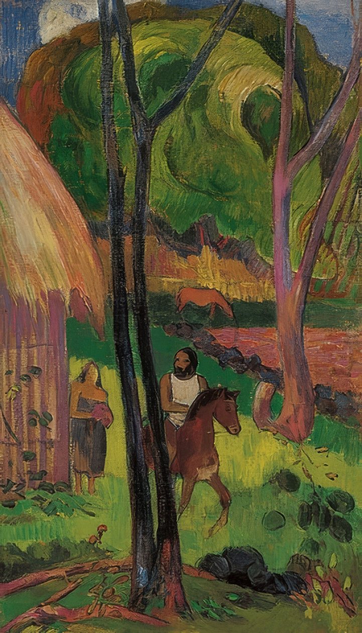 Reiter vor der Hütte von Paul Gauguin