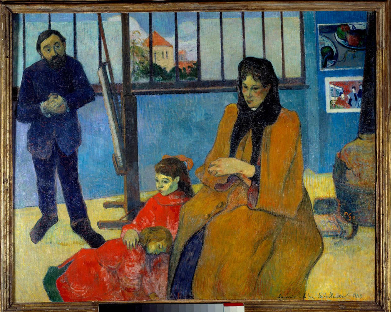 Schuffeneckers Werkstatt oder die Familie Schuffenecker. Porträt von Emile Schuffenecker, seiner Frau Louise Lancon und ihren Kindern Jeanne und Paul von Paul Gauguin