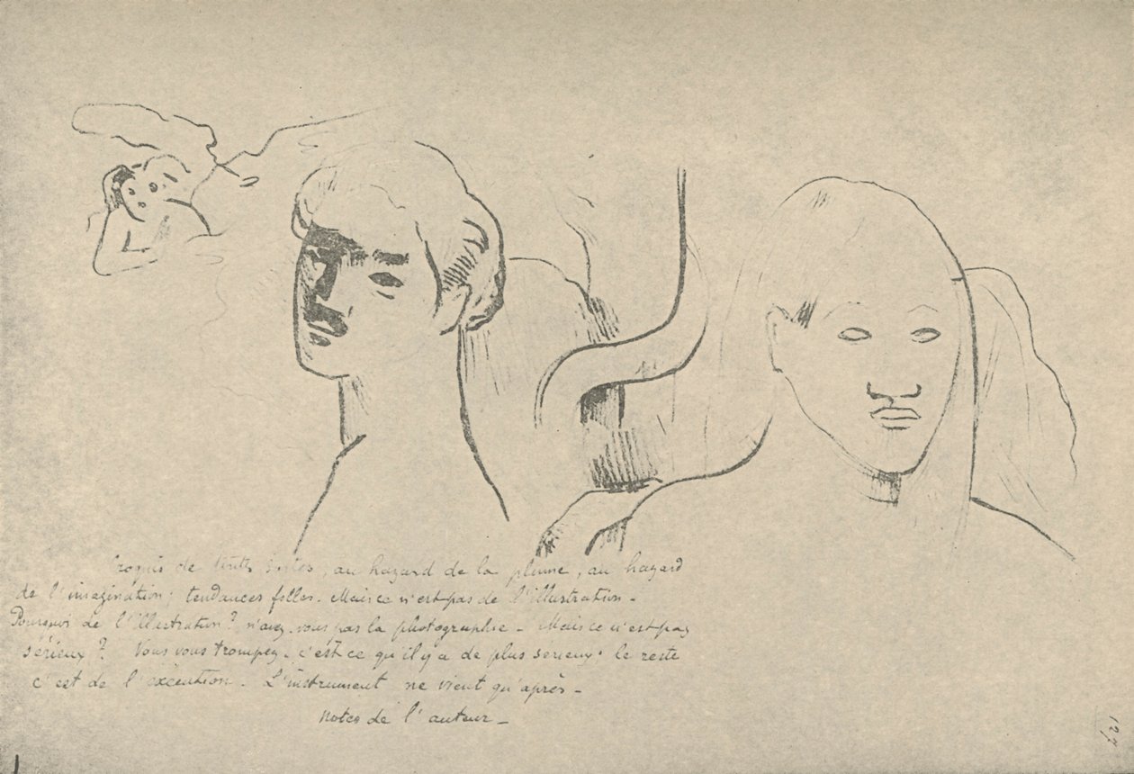 Skizzen aller Art, zufällige Abenteuer meines Stifts und meiner Fantasie, Streufantasien, aber das ist nicht von Paul Gauguin