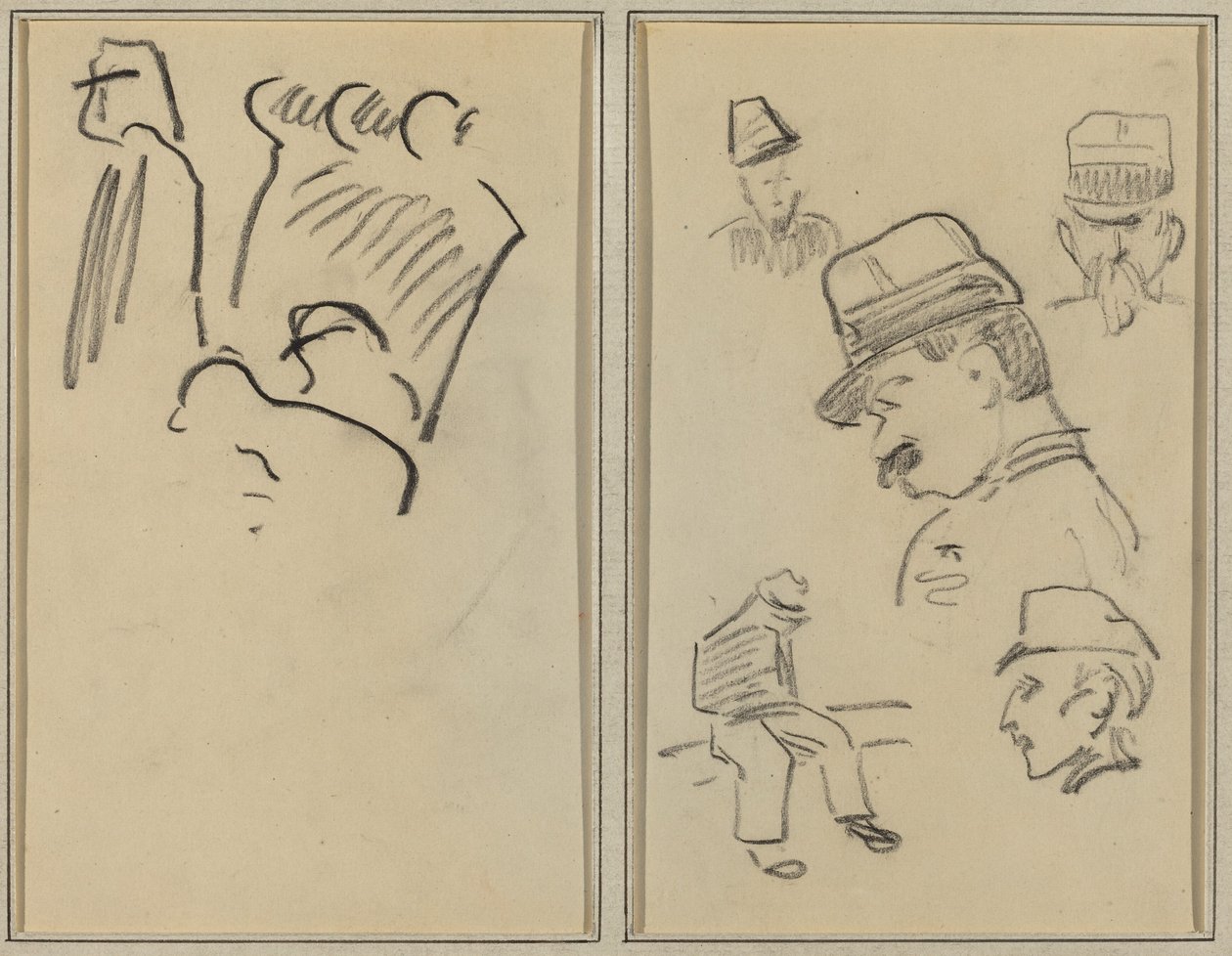 Soldaten; Vier Soldaten und eine sitzende Figur (verso) von Paul Gauguin