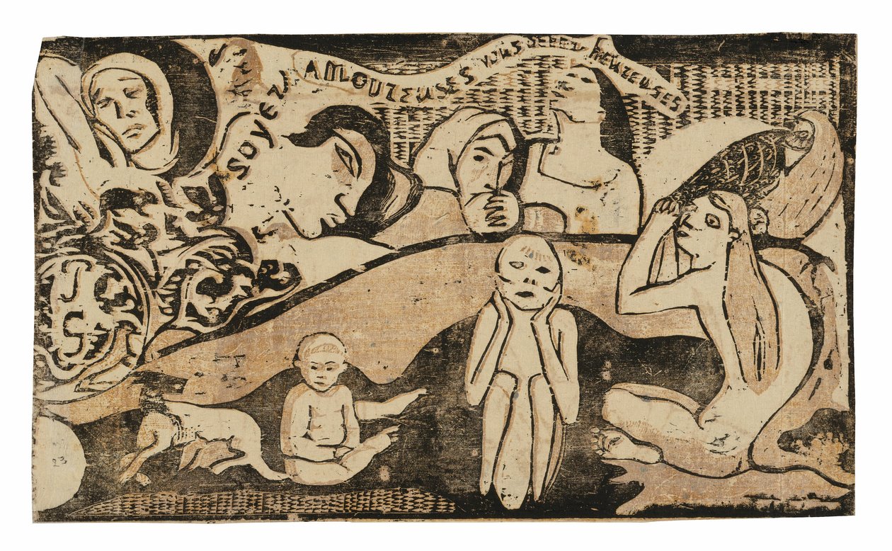 Soyez amoureuses, vous serez heureuses (Liebt, und ihr werdet glücklich sein), aus der Suite der späten Holzschnitte von Paul Gauguin