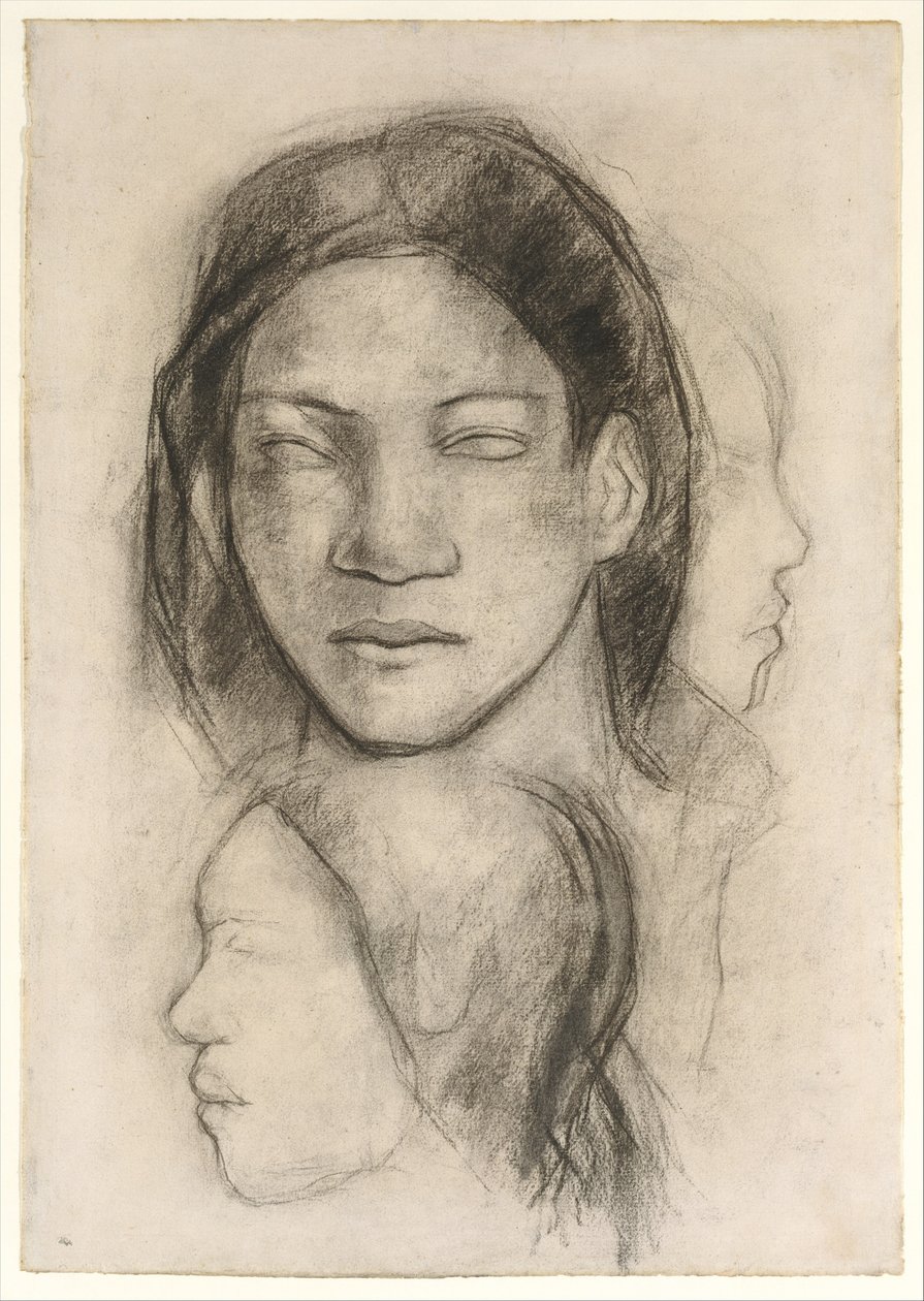 Tahitianische Gesichter (Frontalansicht und Profile) von Paul Gauguin