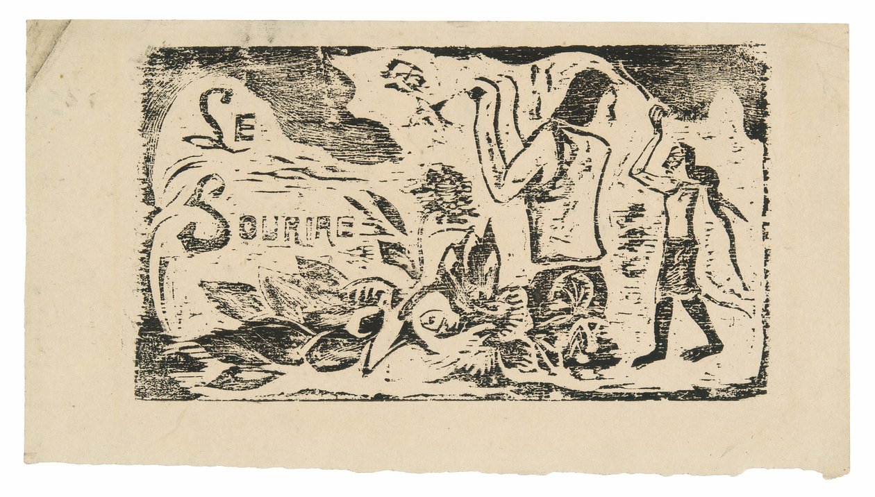 Tahitians, Blumen und Blätter, Kopfstück für Le sourire von Paul Gauguin