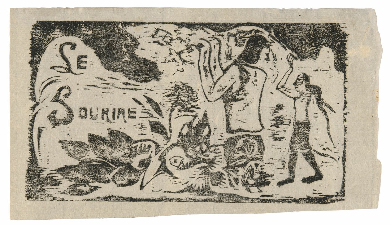 Tahitianer, Blumen und Blätter, Kopfstück für Le sourire von Paul Gauguin