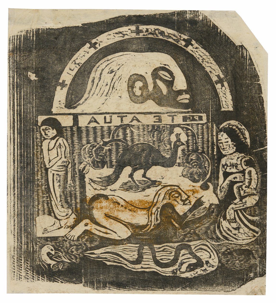 Der Gott, aus der Suite der späten Holzschnittdrucke von Paul Gauguin