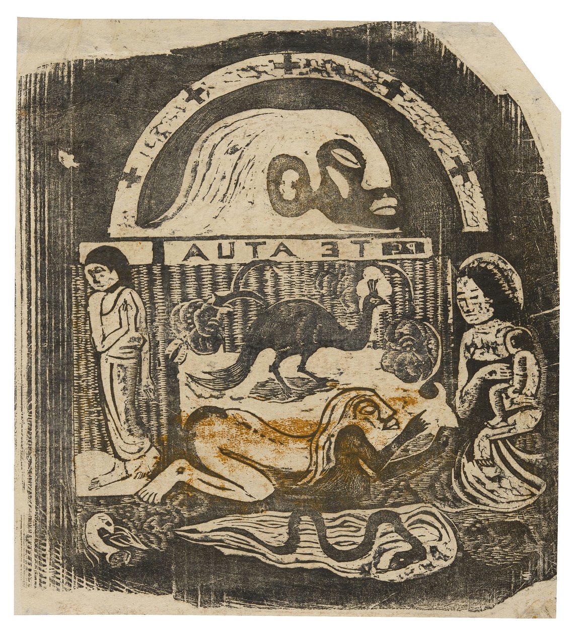 Te atua (Der Gott), aus der Suite der späten Holzschnittdrucke von Paul Gauguin