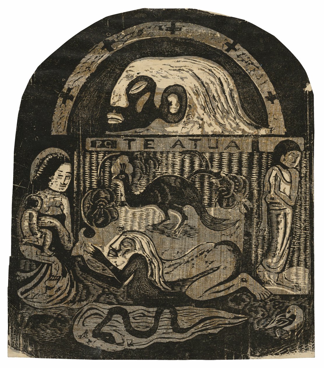 Te atua (Der Gott), aus der Suite der späten Holzschnittdrucke von Paul Gauguin