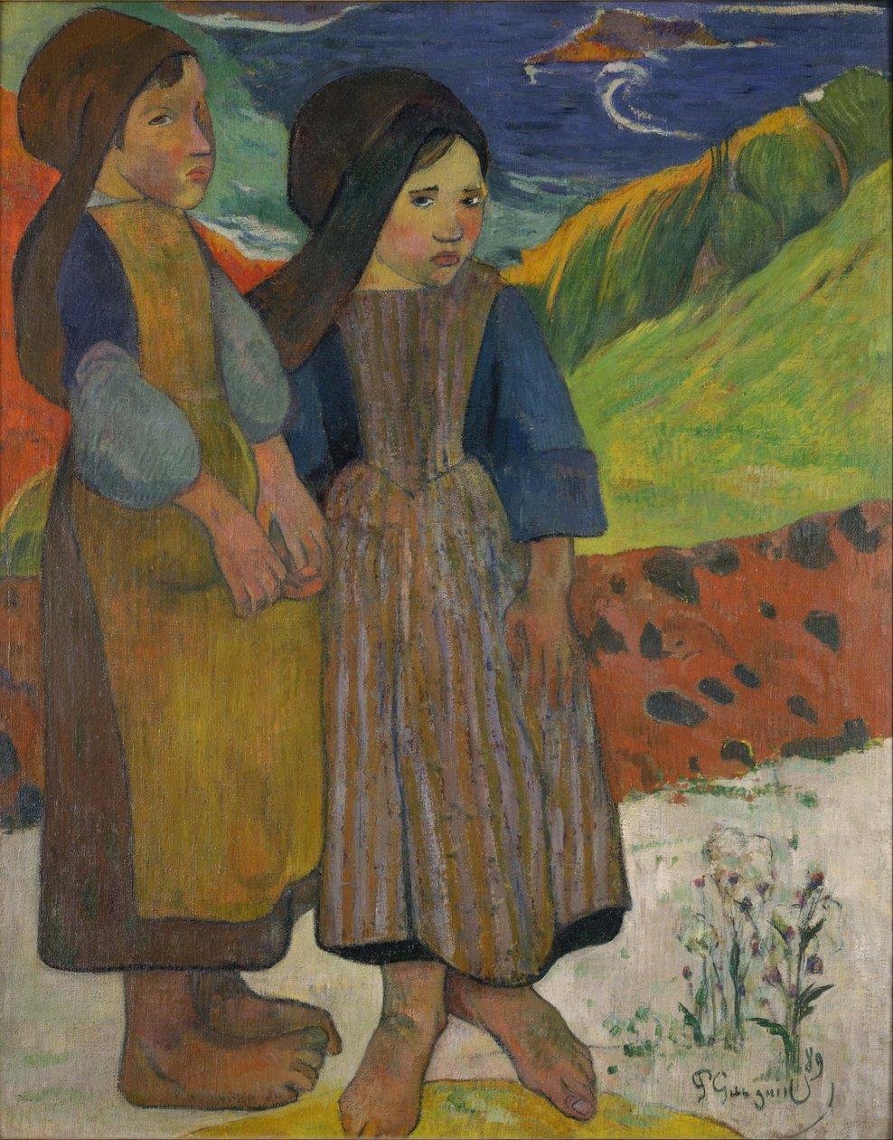 Zwei bretonische Mädchen am Meer von Paul Gauguin