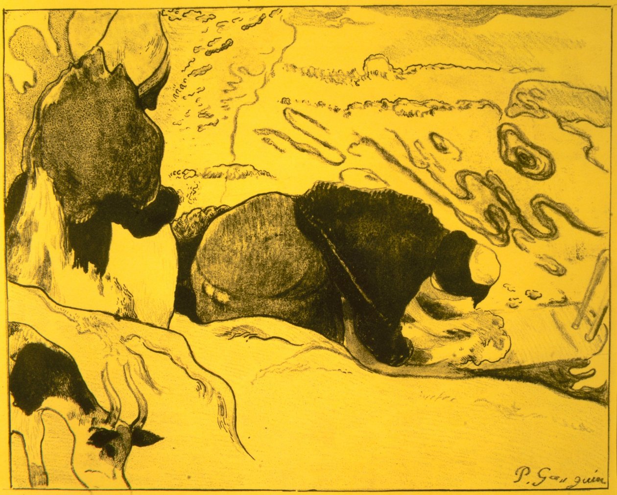 Wäscherinnen, aus der Volpini Suite: Dessins lithographiques, 1889 von Paul Gauguin