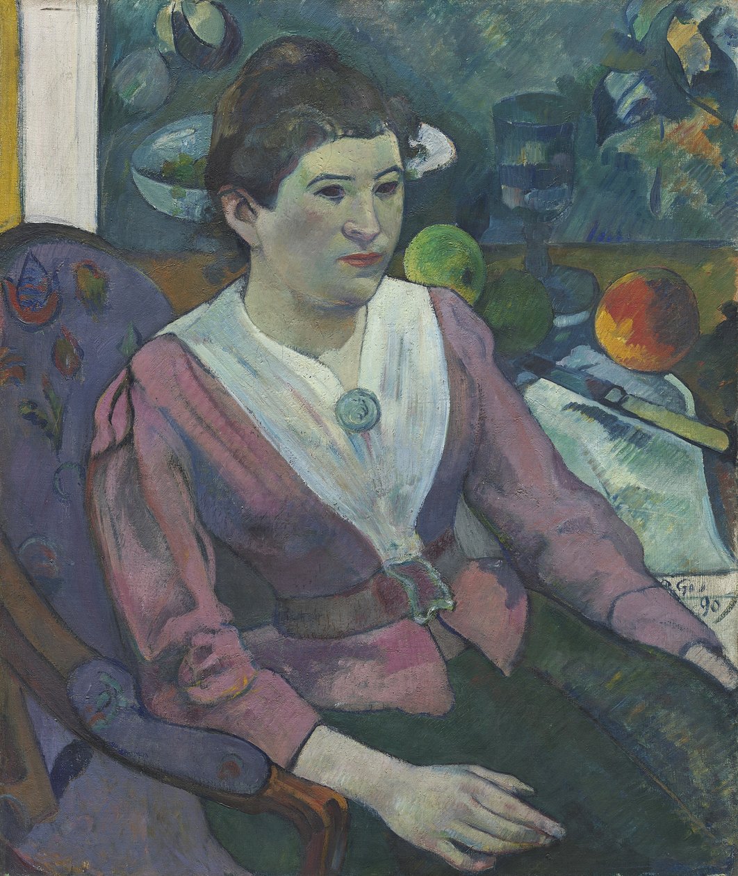 Frau vor einem Stillleben von Cézanne von Paul Gauguin