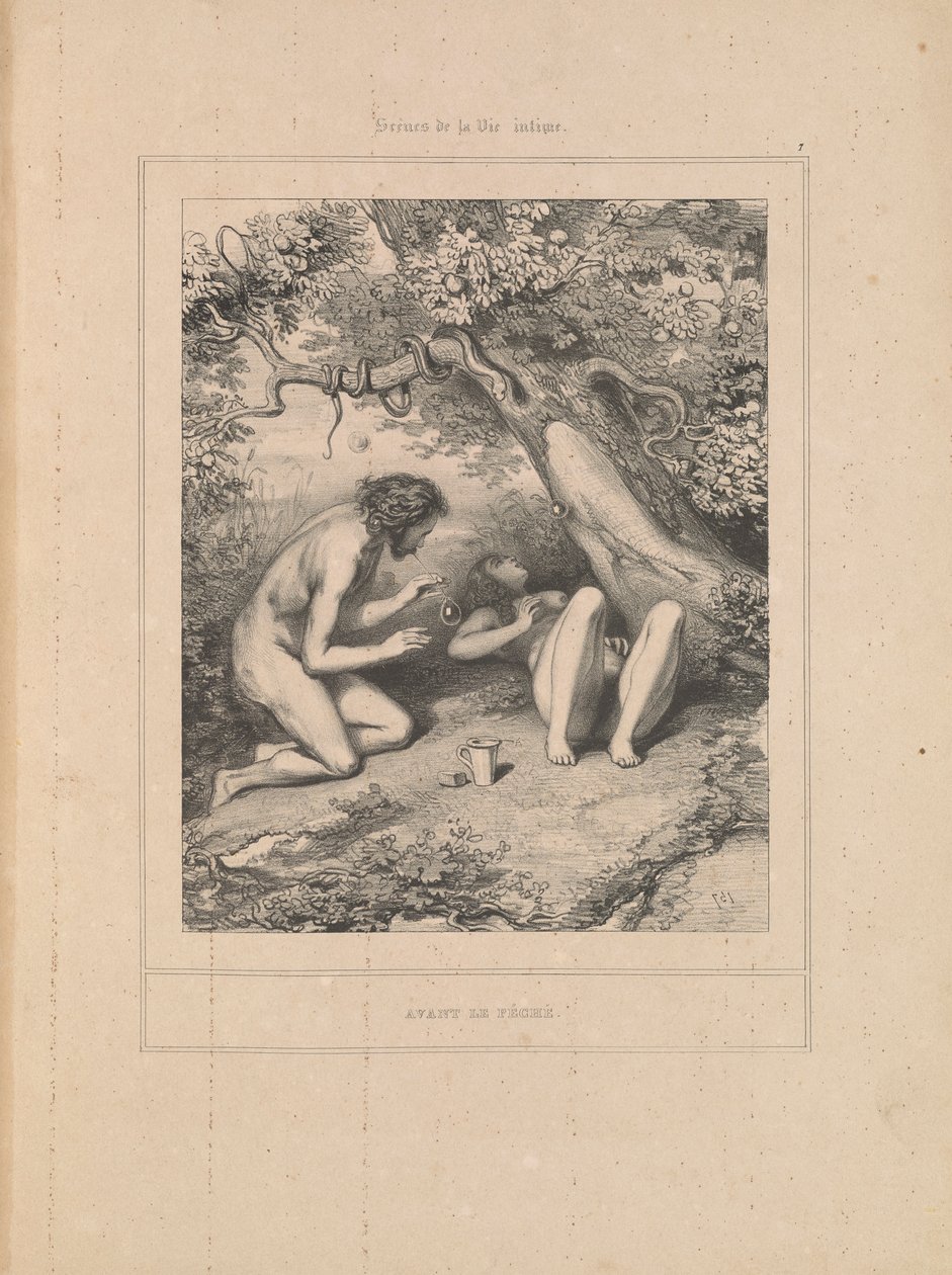 Vor der Sünde, aus der Serie Szenen des intimen Lebens von Paul Gavarni