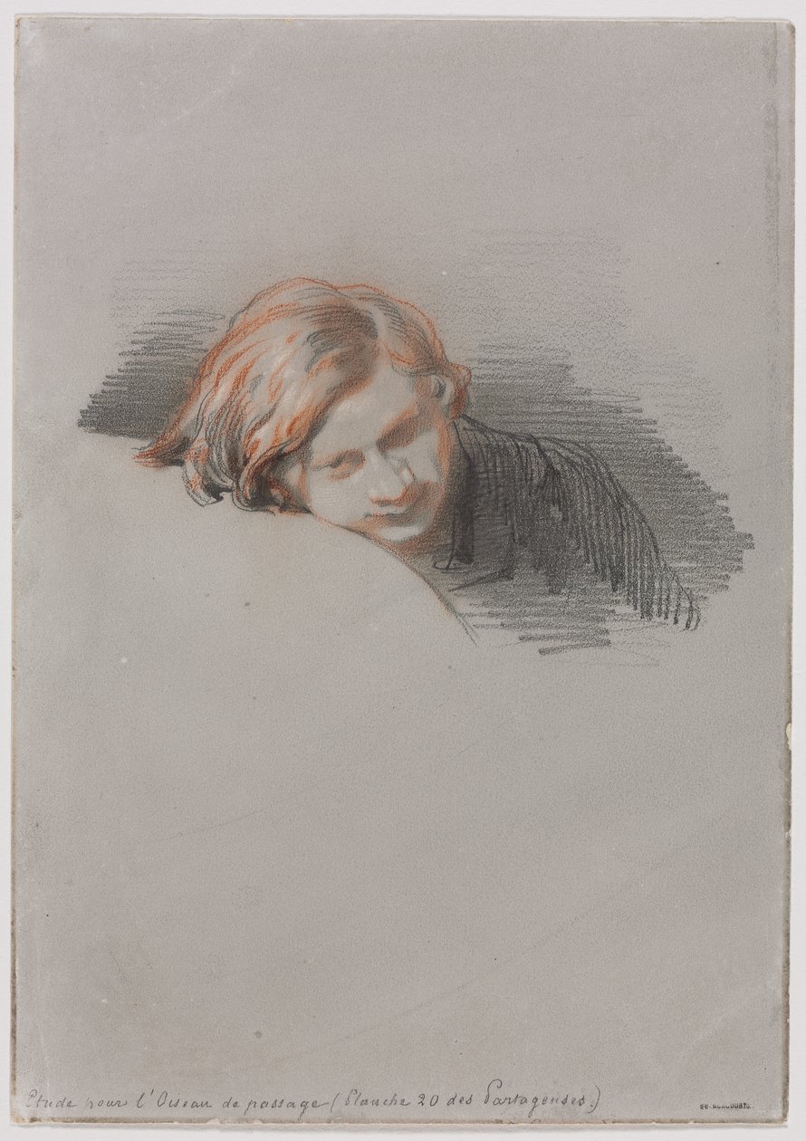 Kopf eines jungen Mannes, Studie für LOiseau de passage, 1853 von Paul Gavarni