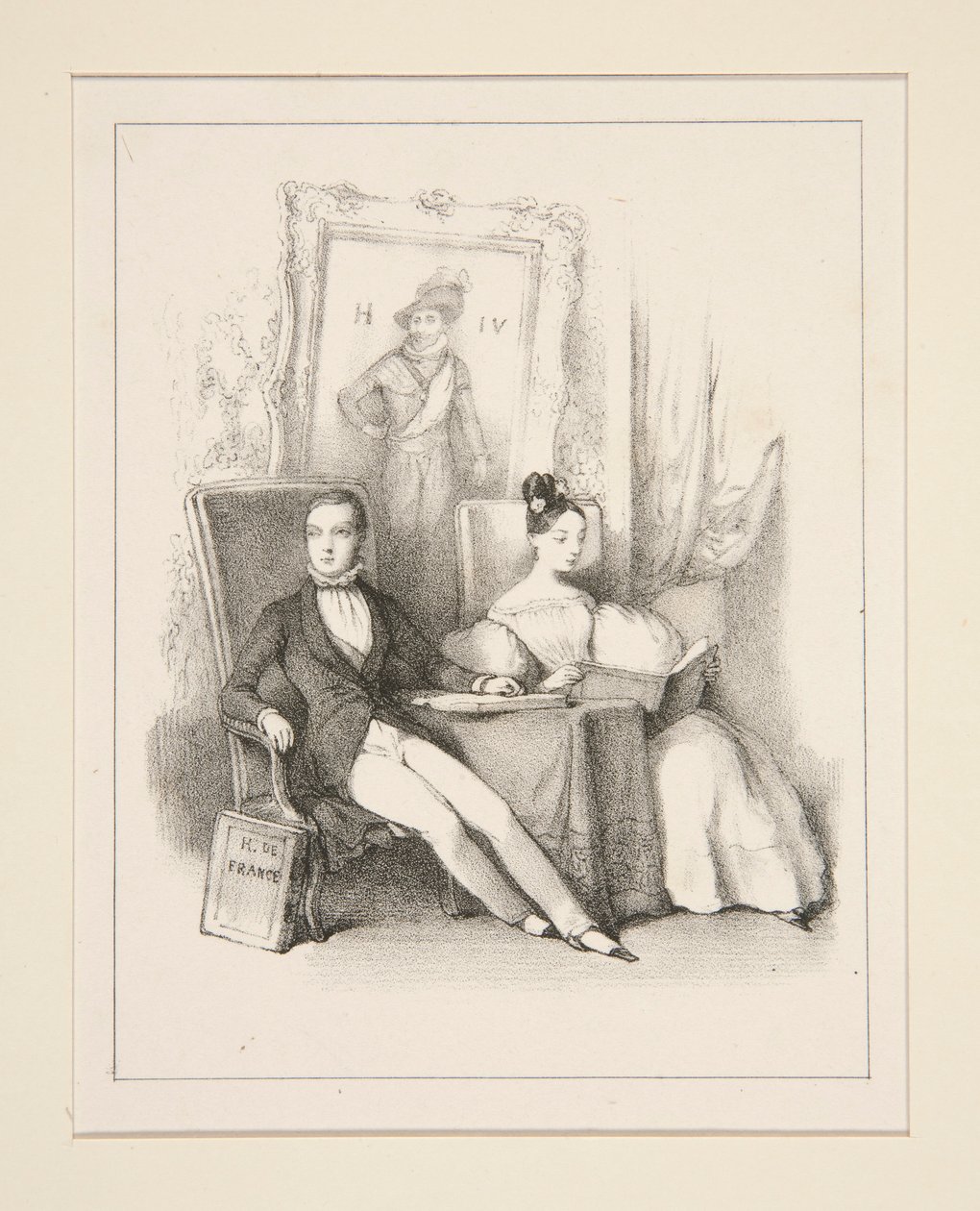 Der Bruder und die Schwester / Prag (Henri, Graf von Chambord und die Herzogin von Parma als Kinder) von Paul Gavarni