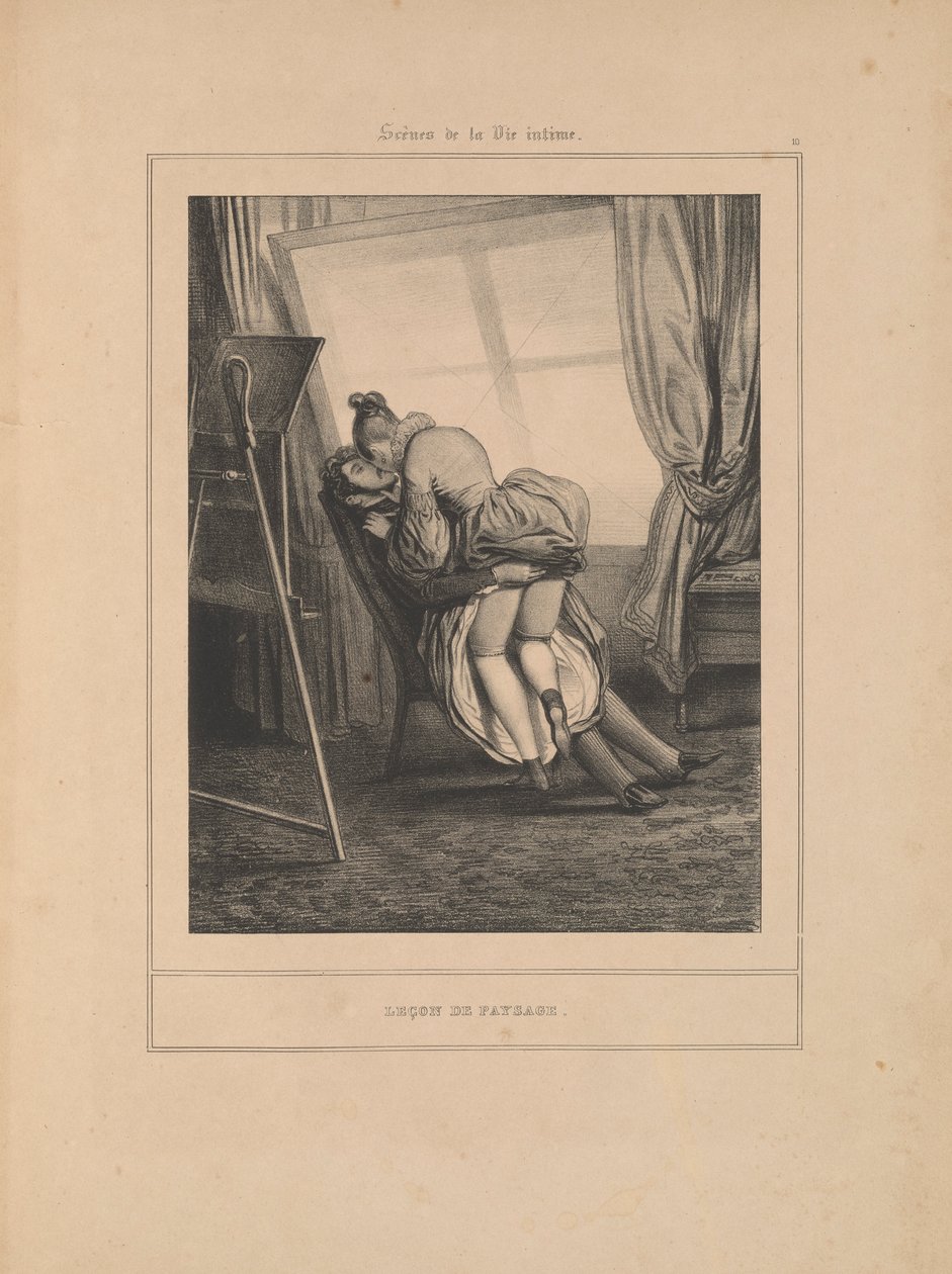 Leçon de paysage, aus der Serie Scènes de la vie intime von Paul Gavarni