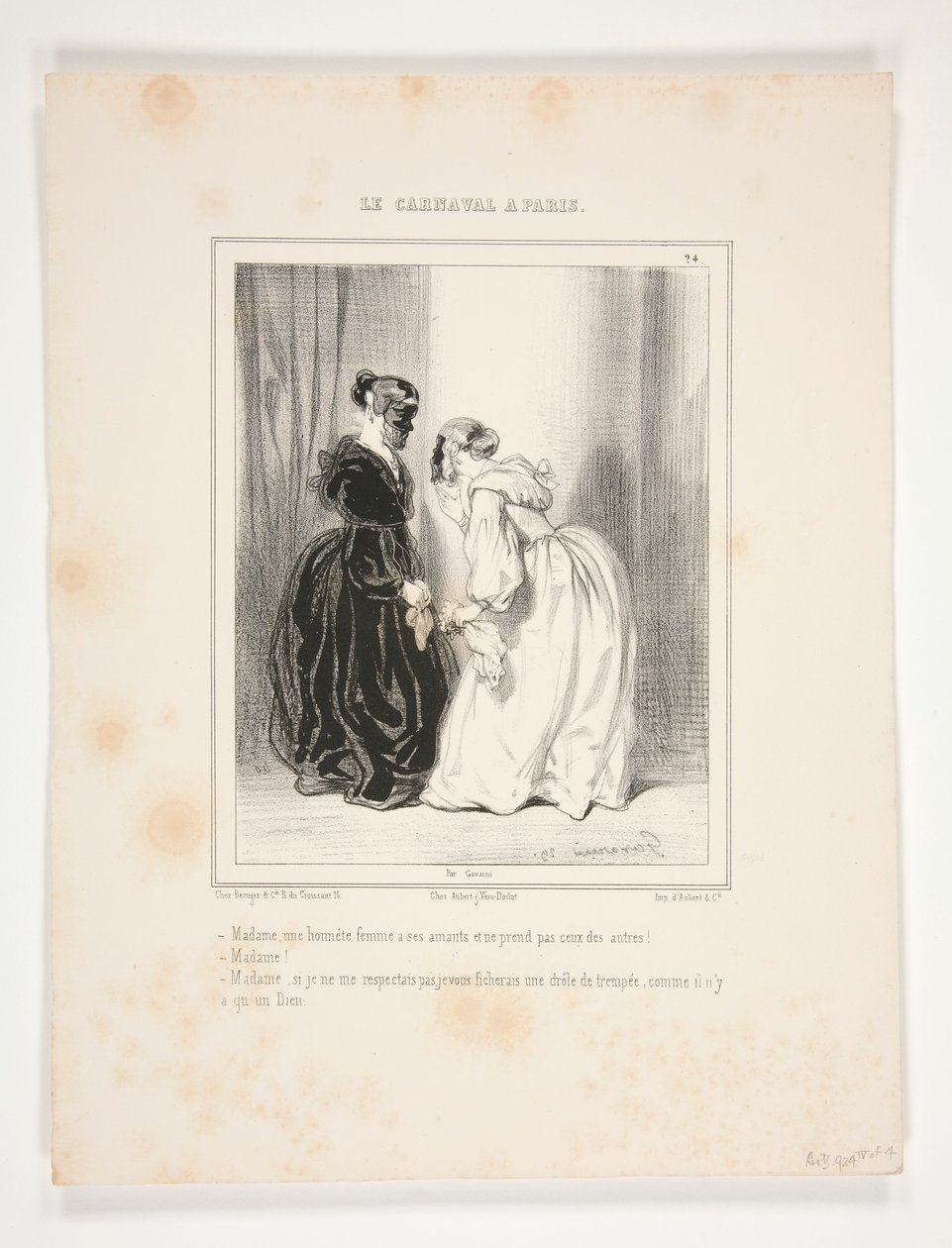 Madame, eine ehrbare Frau hat ihre Liebhaber (sic), und nimmt nicht die der anderen! von Paul Gavarni