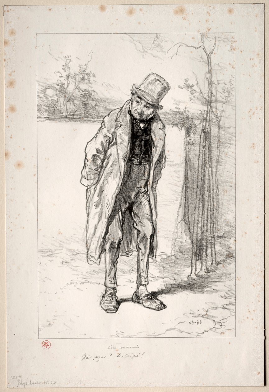 Physionomies Parisiennes: Au Marais. Ici, Azor! ici!, 1857-58 von Paul Gavarni
