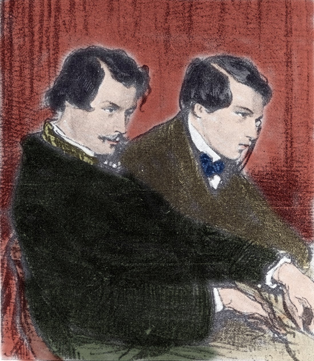 Porträt der Brüder Edmond Goncourt (1822-1896) und Jules Goncourt (1830-1870), Schriftsteller. Zeichnung von Paul Gavarni (1804-1866), 19. Jahrhundert von Paul Gavarni