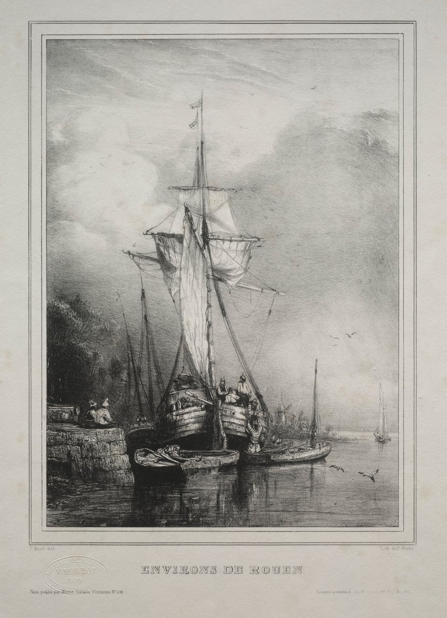 Sechs Marines: Umgebung von Rouen, Frankreich, 1832 von Paul Huet