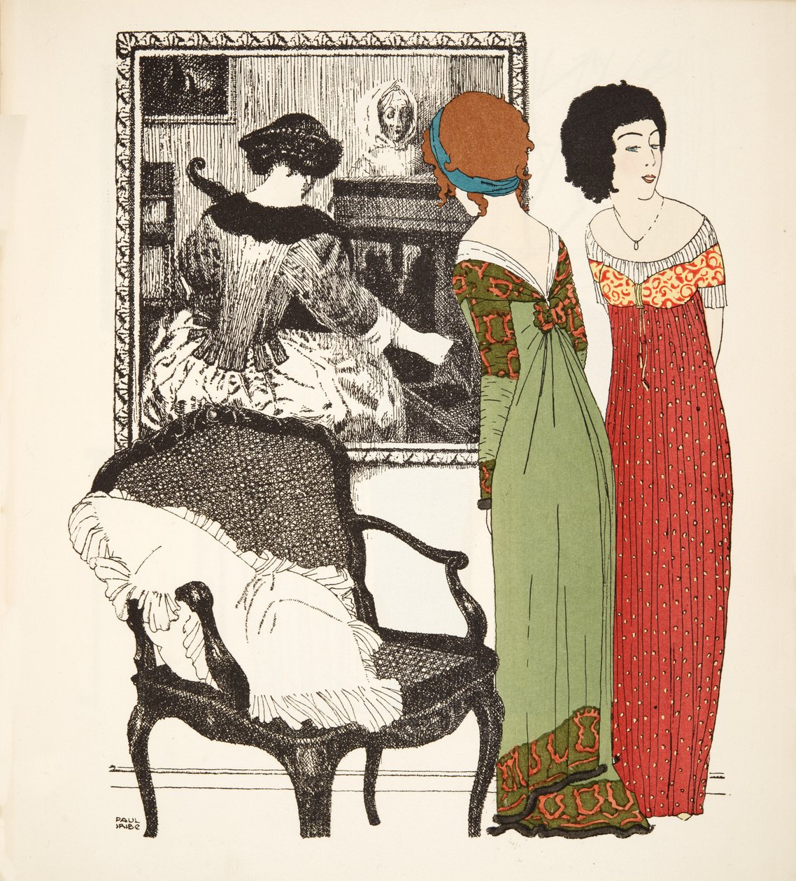 Zwei Empire-Kleider aus Les Robes de Paul Poiret, veröffentlicht 1908 von Paul Iribe