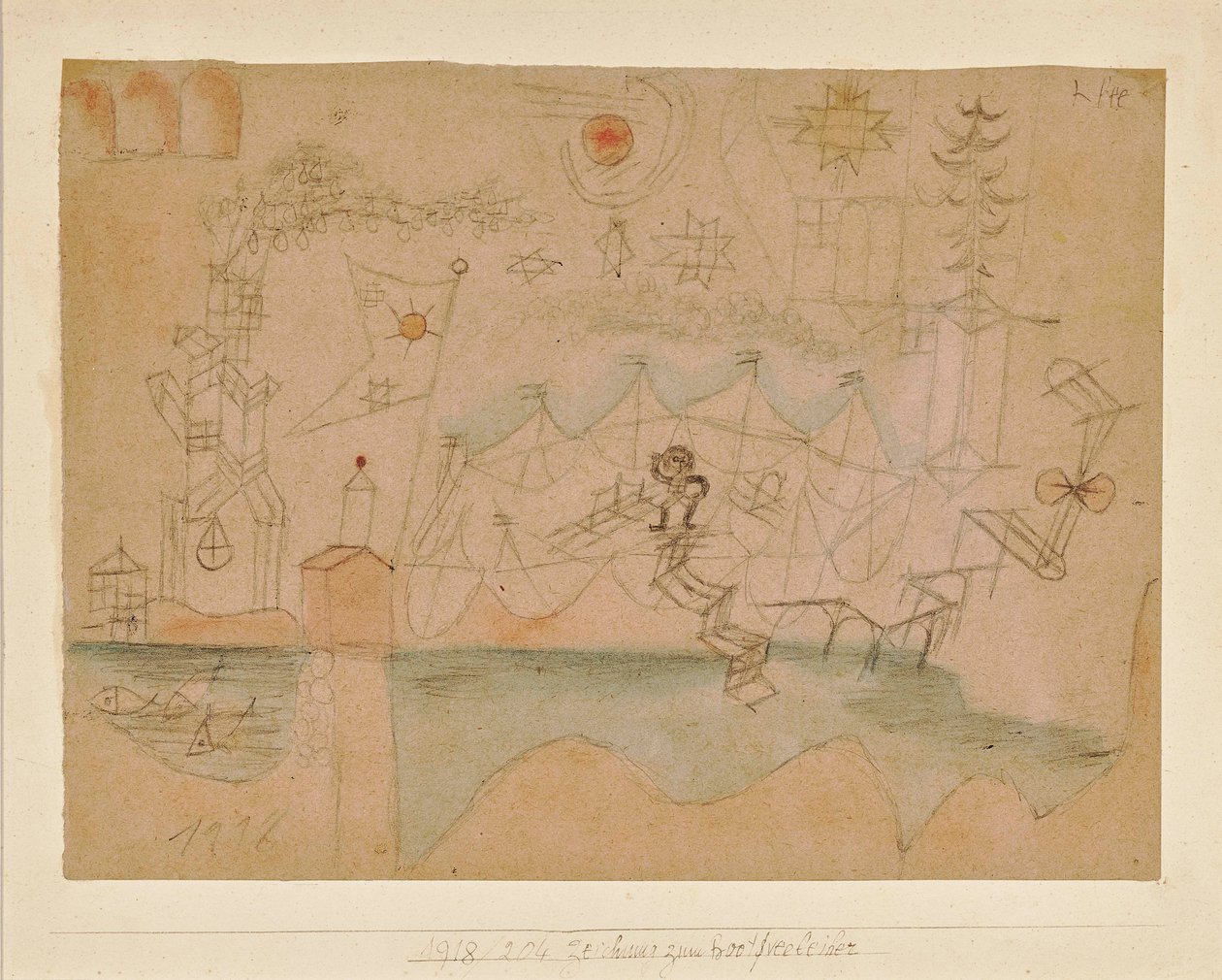 Zeichnung für den Bootsverleih von Paul Klee