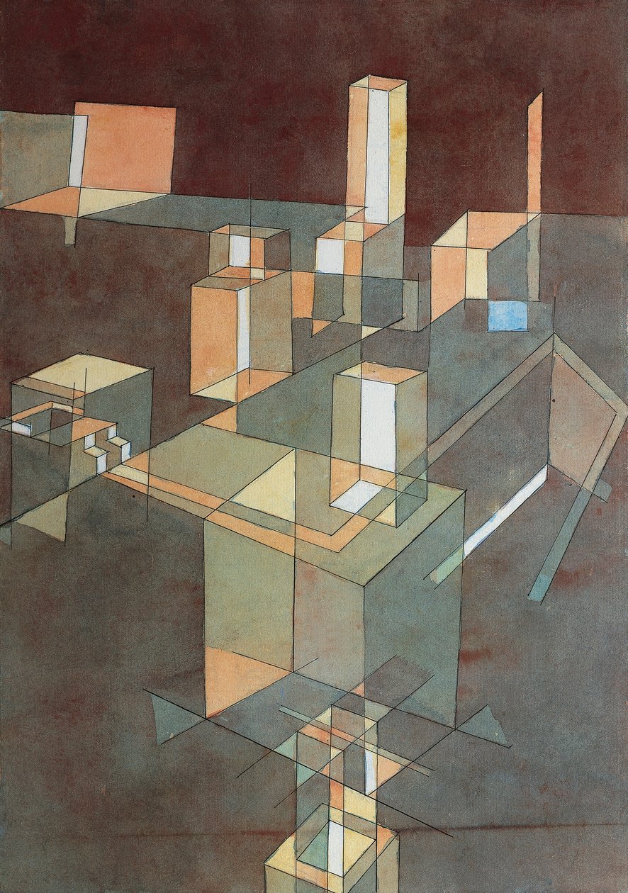 Italienische Stadt von Paul Klee (1879-1940), Aquarell auf Ingres-Papier, 34x23 cm von Paul Klee