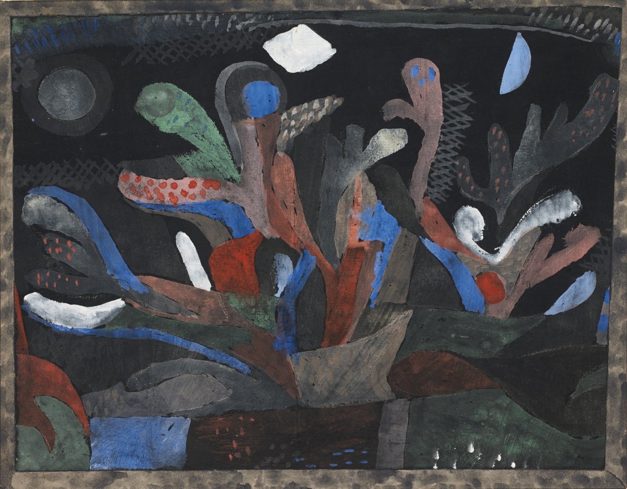 Bild eines Gartens in dunklen Farben, 1923 von Paul Klee