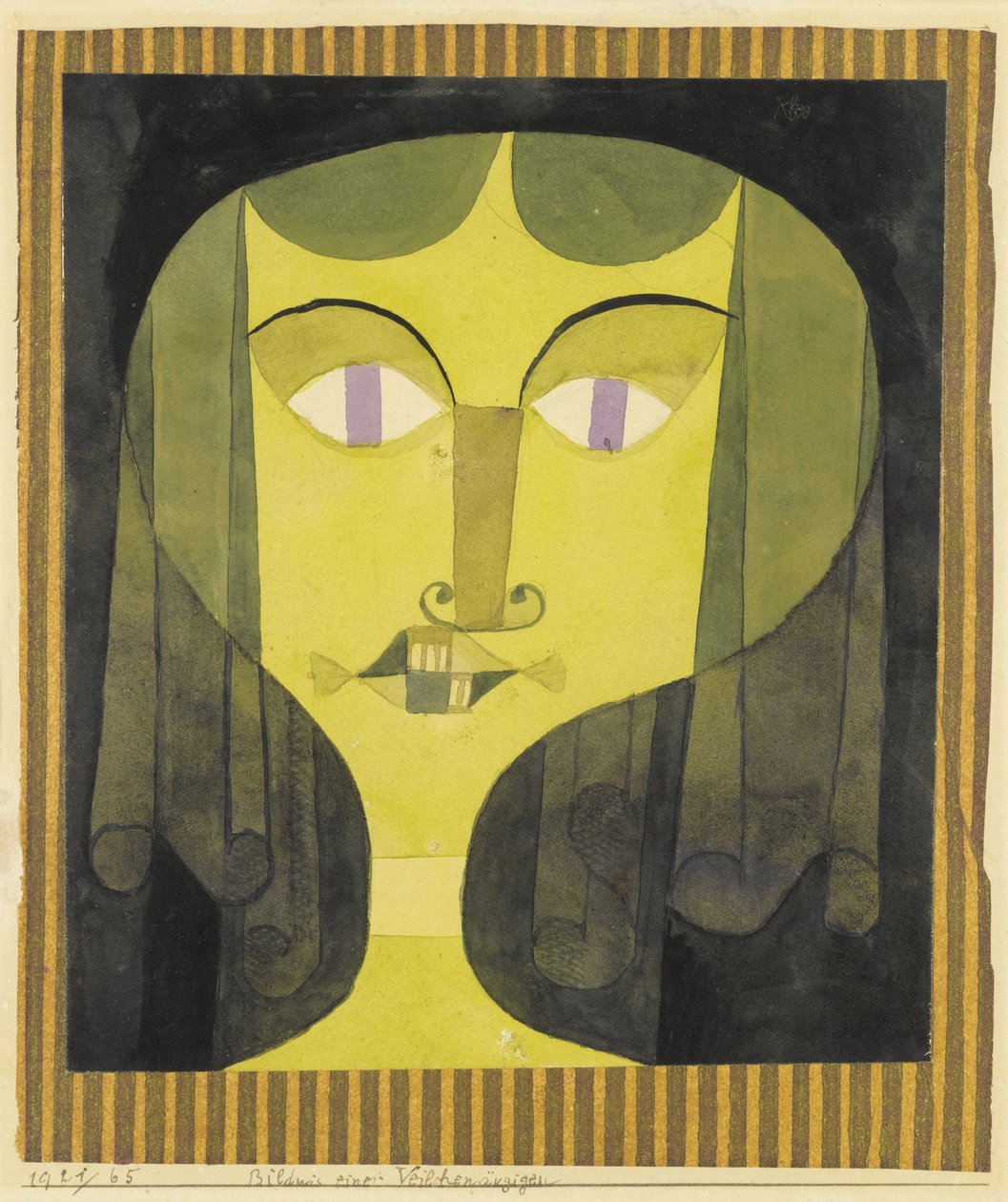 Porträt einer Frau mit violetten Augen, Aquarell von Paul Klee (1879-1940) - 1921 - Dim 22,1x19 cm Private Sammlung von Paul Klee