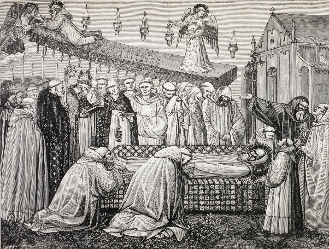Tod des Heiligen Benedikt von Nursia in der Abtei Monte Cassino von Paul Lacroix