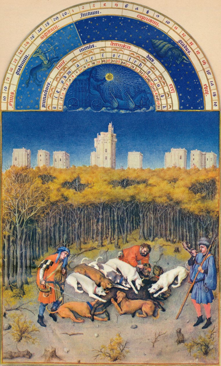 Dezember - das Château de Vincennes, 15. Jahrhundert, 1939 von Paul Limbourg