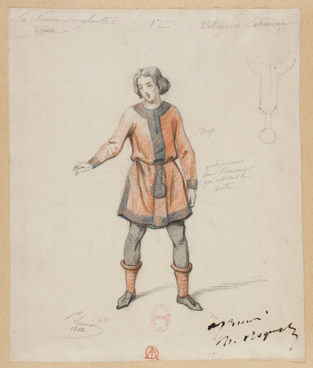Gounod - Die blutige Nonne - Vier Kostümentwürfe von Paul Lormier - 1. Böhmischer Dorfbewohner von Paul Lormier