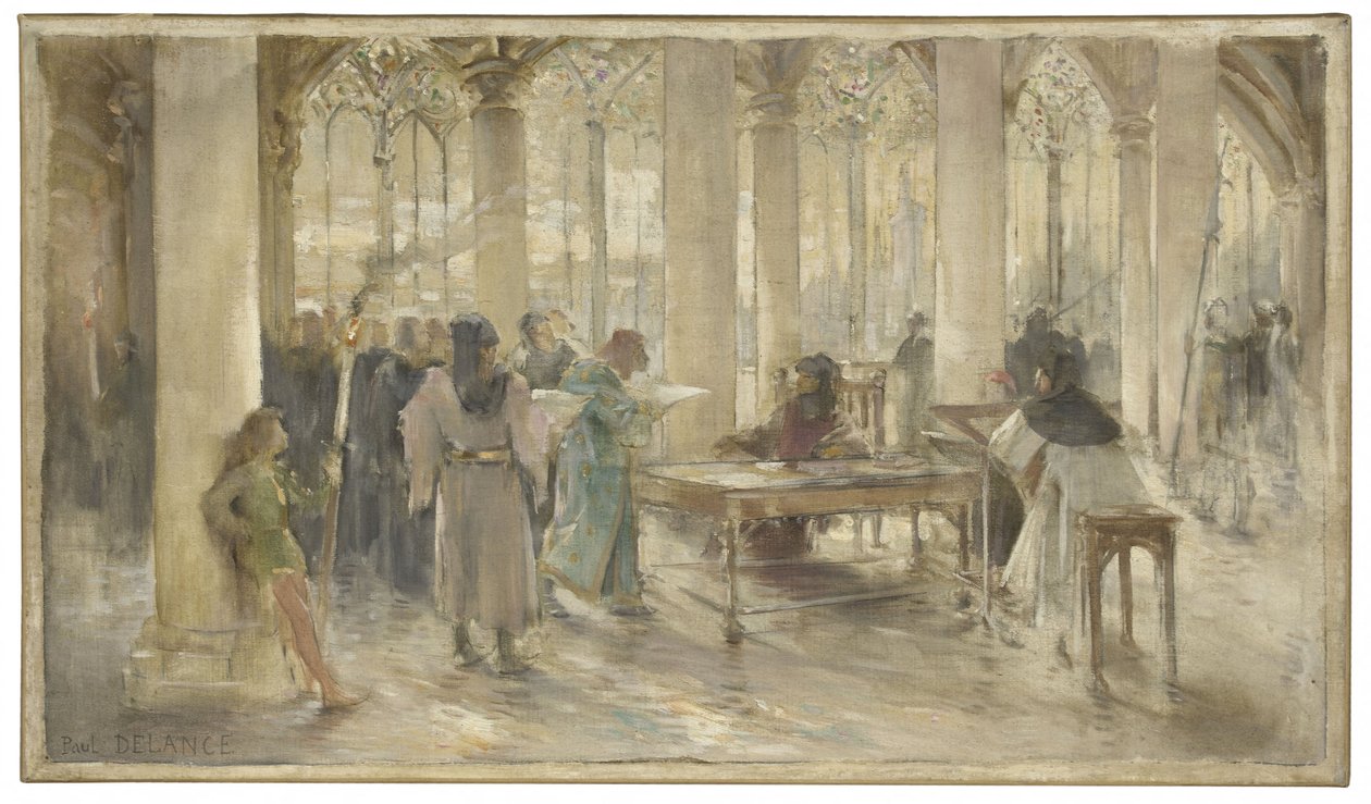 Skizze für den Gerichtssaal des Pariser Handelsgerichts: Das Buch der Berufe, um 1891 von Paul Louis Delance