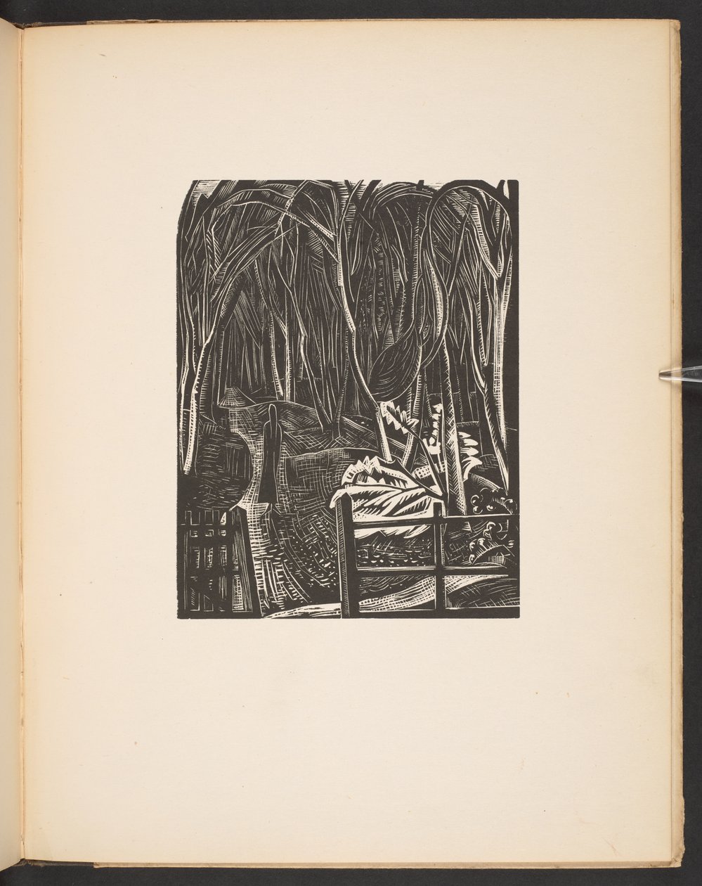 Winterwald, Illustration aus "Places. 7 Drucke reproduziert von Holzschnitten entworfen und graviert von Paul Nash, mit Illustrationen in Prosa". London, William Heinemann von Paul Nash