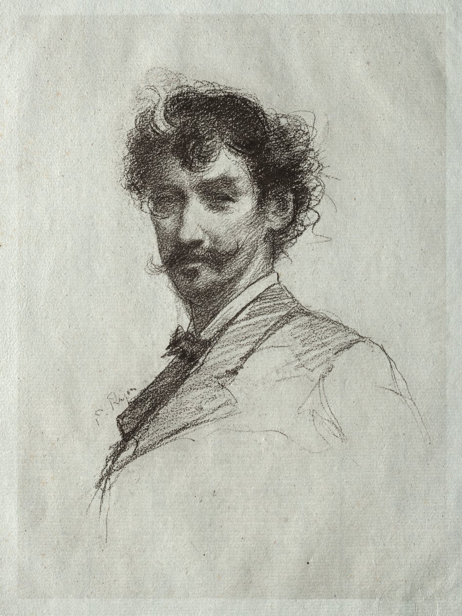 James McNeill Whistler mit weißer Locke und Monokel von Paul Rajon