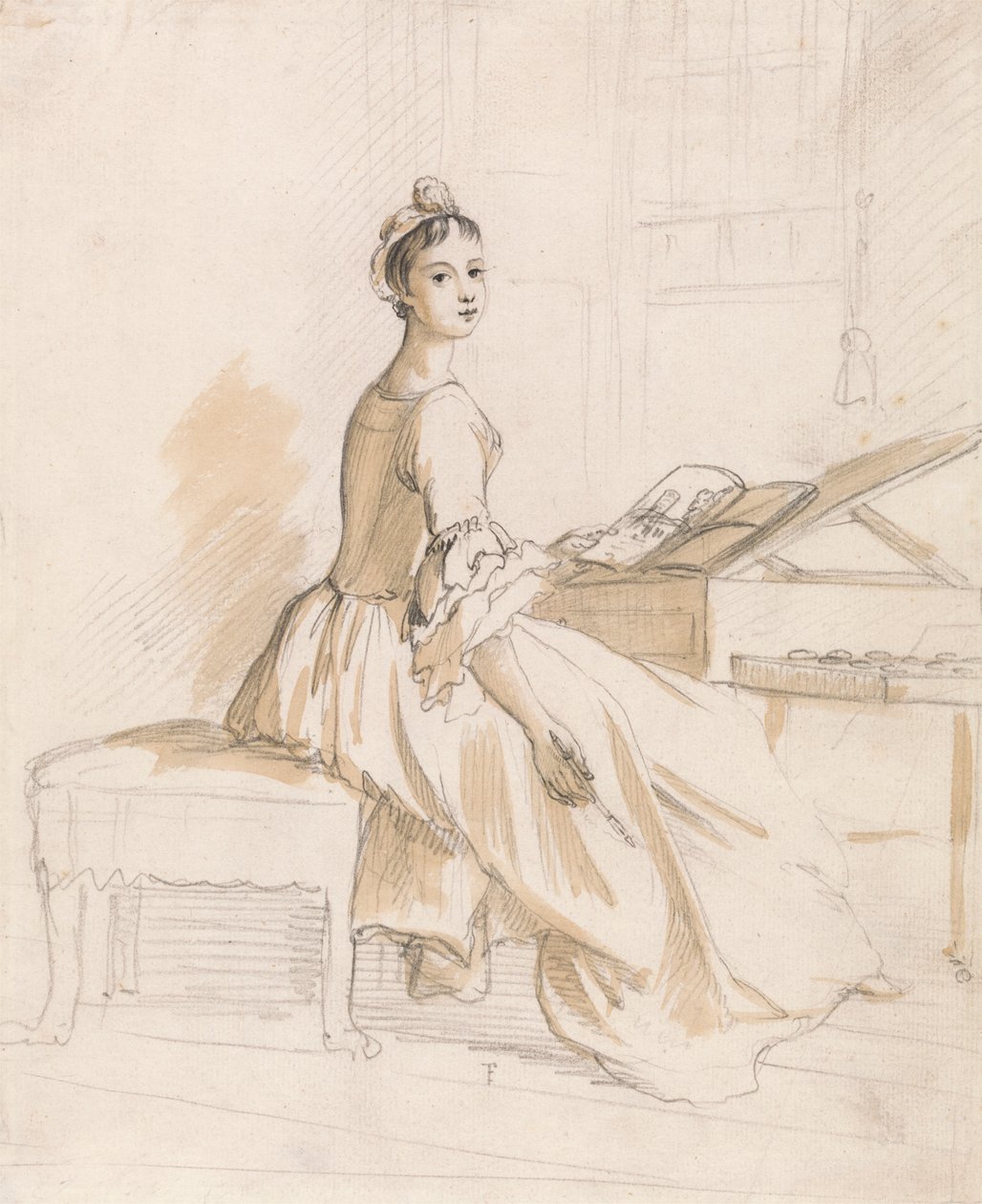 Porträt einer Dame an einem Zeichentisch von Paul Sandby