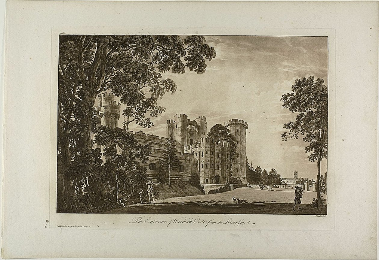 Der Eingang von Warwick Castle vom unteren Hof, Tafel 2 von Paul Sandby