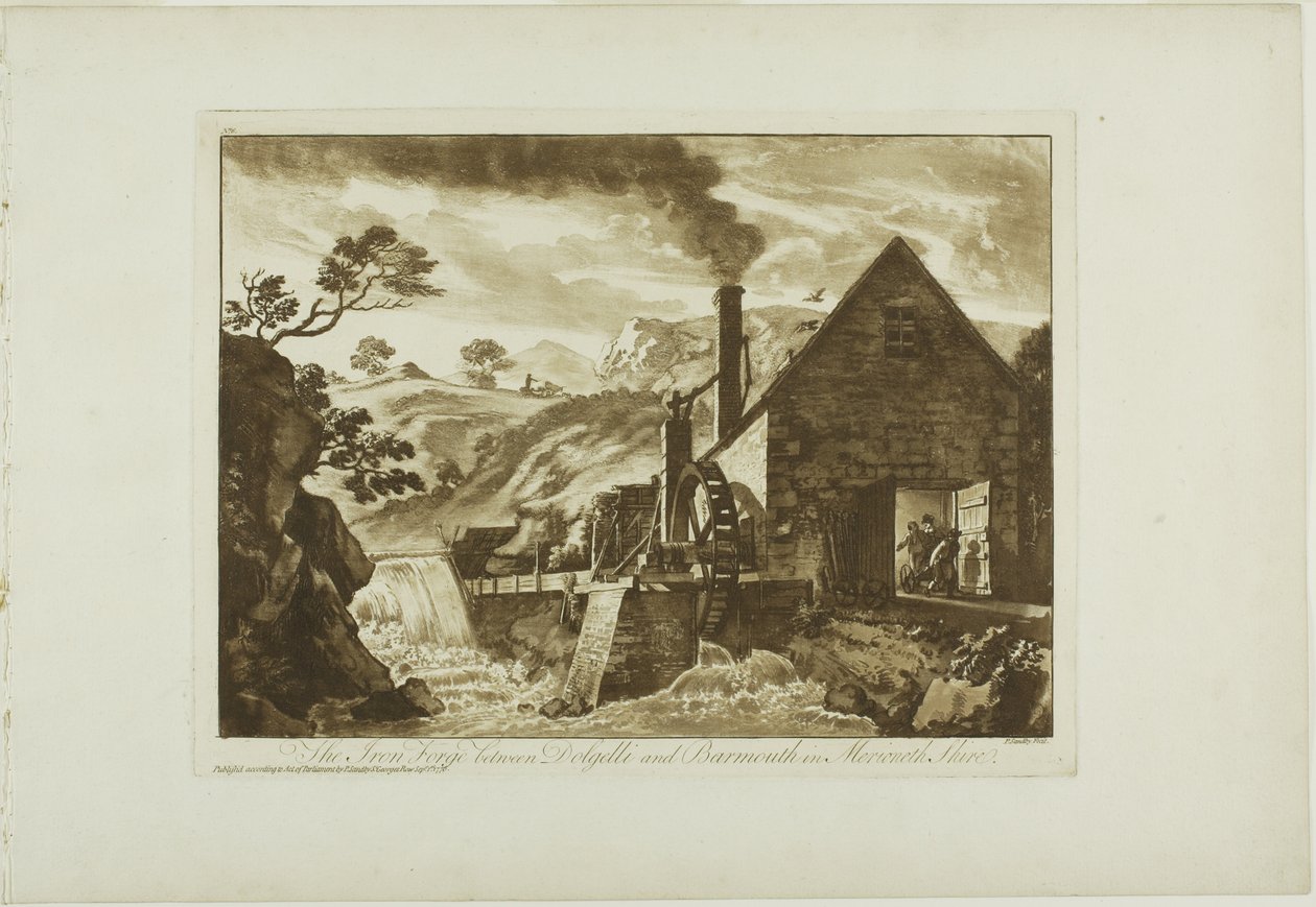 Die Eisenhütte zwischen Dolgelli und Barmouth in Merioneth Shire von Paul Sandby