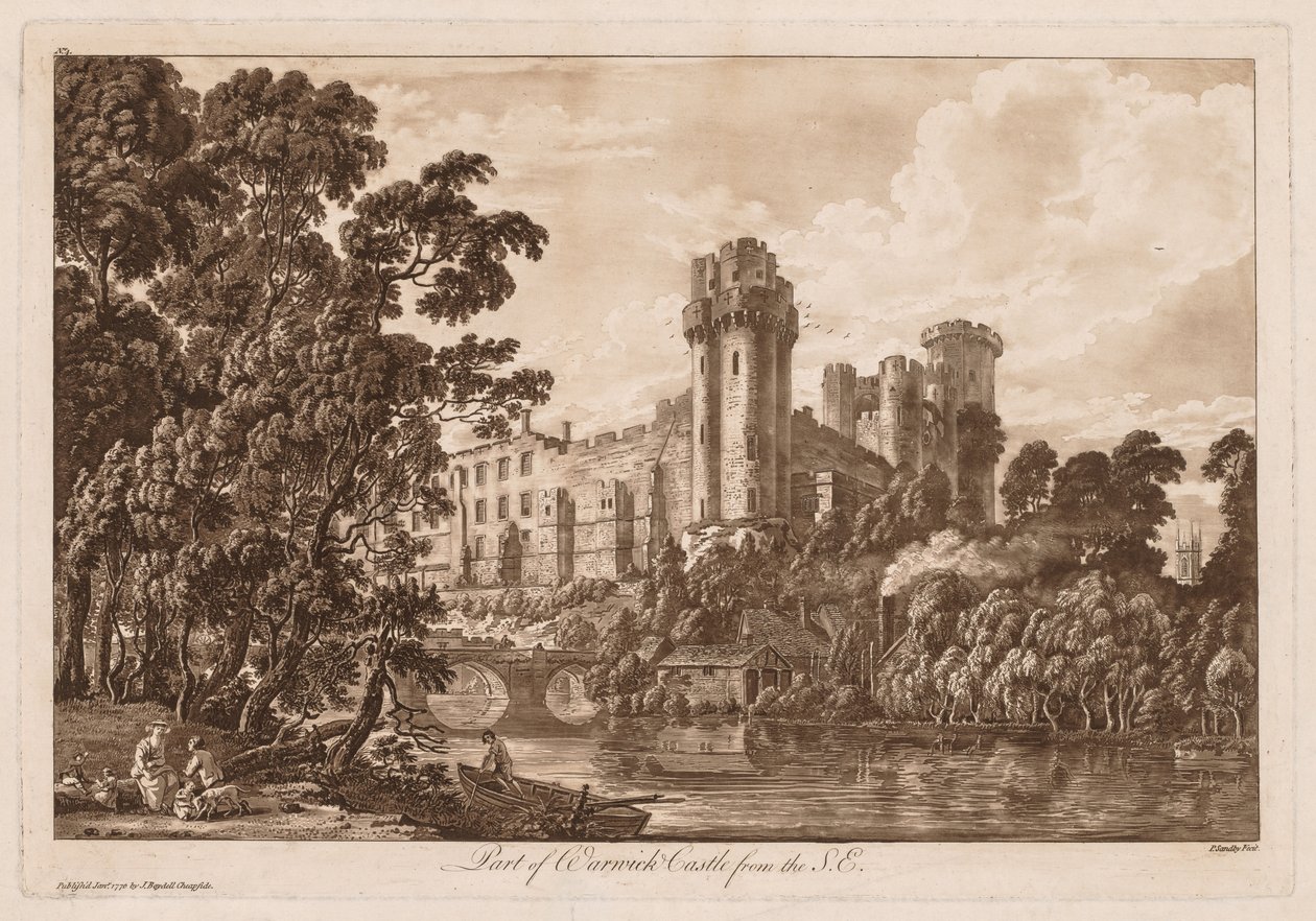Ansichten von Warwick Castle: Teil von Warwick Castle von Südosten, 1776 von Paul Sandby