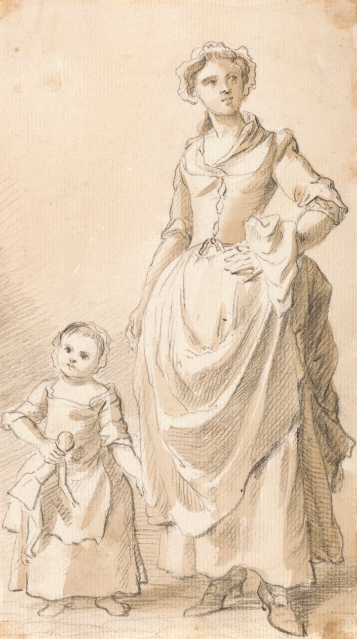 Frau und Kind, die eine Puppe halten von Paul Sandby